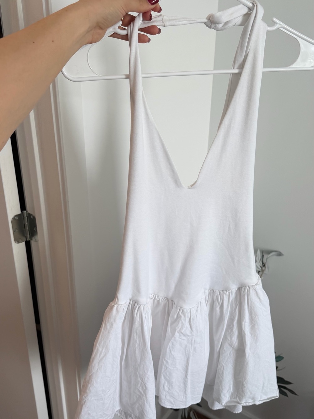 Zara White Tie-Strap Ruffled Summer Dress